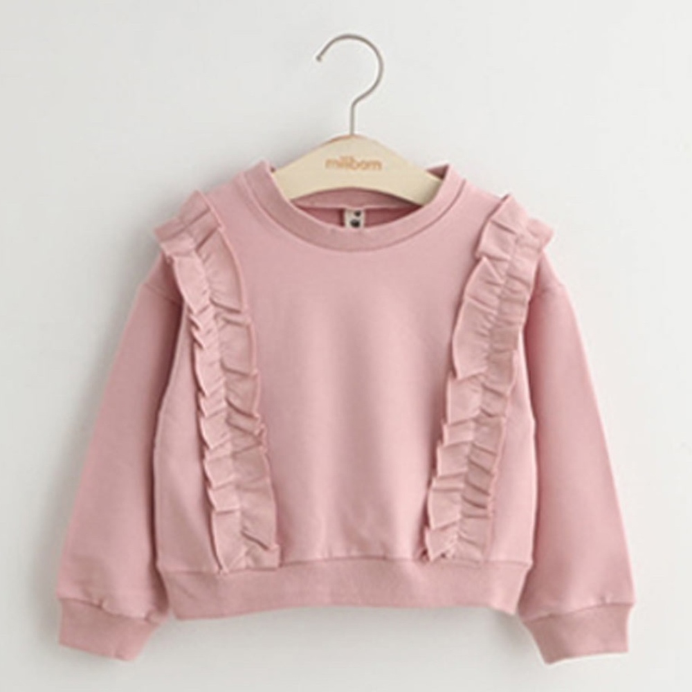 Toddler Girls Pink Ruffle Sweatshirts Sweater Top